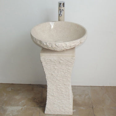 Eviva Roca 16 in. Pedestal Marble Sink in Beige Bathroom Vanity Eviva